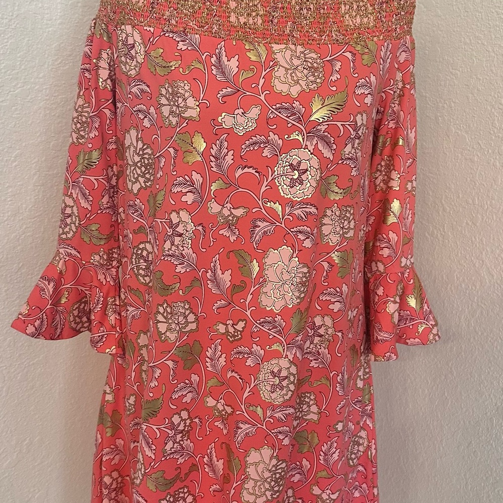 Cabana Life Pink and Green Floral Long Sleeve Dress